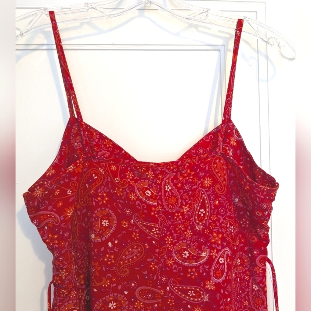 California Concepts Red Pink Orange Paisley Y2K Slip Dress Sundress Small - Picture 7 of 7
